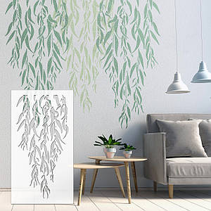 Трафарет для декоративної штукатурки з безшовним малюнком листя Верби (1100х600)