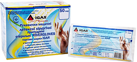 Рукавички хірургічні латексні RIVERGLOVES, стерильні, опудрені, р. 7 (100 шт./уп.) IGAR