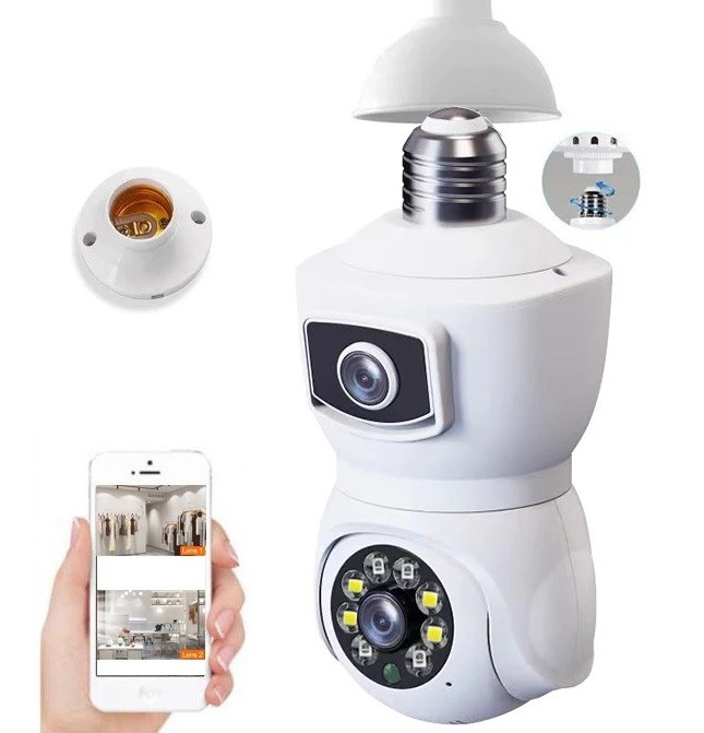 IP Wi-Fi камера V380-E27 незалежних об'єктива 2MPx+2MPx (V380 APP), фото 1