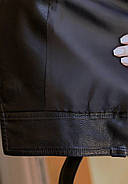 Жіноча коротка  куртка косуха якісна шкіряна  з коміром екошкіри в чорному кольорі, S-XXL, фото 5