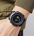Чоловічий спортивний наручний годинник Skmei 2095 з компасом (Чорний), фото 5