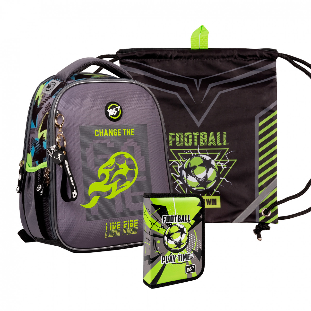 Набір рюкзак шкільний ортопедичний + сумка для взуття + пенал Yes Football H-100 (559798), фото 1