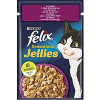 Корм для котів Felix Sensations Jellies з качкою та шпинатом у желе 85 г Purina