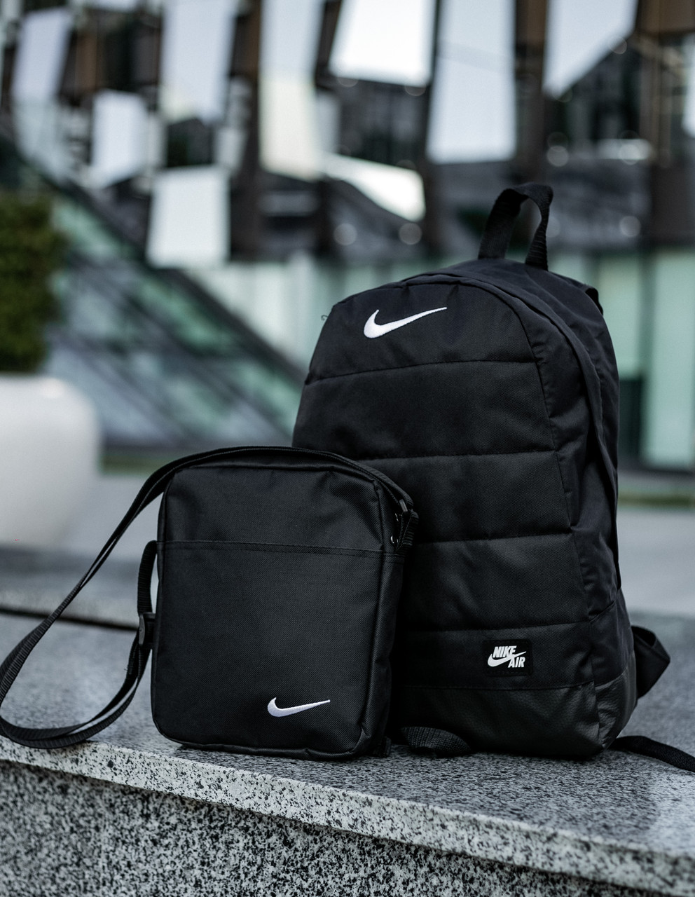 Рюкзак + Барсетка міська Чоловіча | Жіночий | Дитячий, для ноутбука Nike (Найк) чорний спортивний комплект