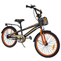 Велосипед дитячий 2-колісний 20" Like2bike Dark Rider 242006, чорно-жовтогаряче, ручне гальмо