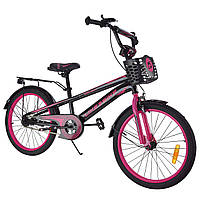 Велосипед дитячий 2-колісний 20" Like2bike Dark Rider 242007, чорно-рожевий, ручне гальмо