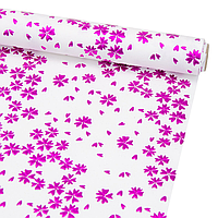 Подарунковий папір 0,7х7 м "Малинові квіточки" металізований