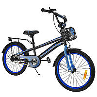 Велосипед дитячий 2-колісний 20" Like2bike Dark Rider 242008, чорно-синій, ручне гальмо