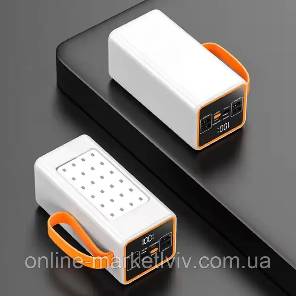 Повербанк із швидкою зарядкою та ліхтариком, 50000mAh, ACL PW-55, Білий / Power bank / Зовнішній акумулятор