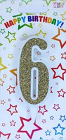 Свічка цифра "Біла із золотом" — 6