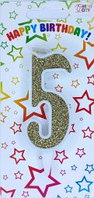Свічка цифра "Біла із золотом" — 5
