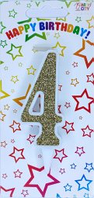 Свічка цифра "Біла із золотом" — 4