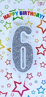 Свічка цифра "Біла зі сріблом" — 6