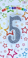 Свічка цифра "Біла зі сріблом" — 5