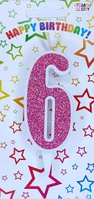 Свічка цифра "Біла з рожевим" — 6