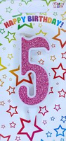 Свічка цифра "Біла з рожевим" — 5