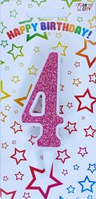 Свічка цифра "Біла з рожевим" — 4