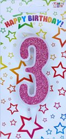 Свічка цифра "Біла з рожевим" — 3