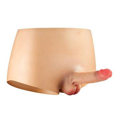 Страпон реалістичний порожнистий чоловічий із трусами тілесного кольору Real Body full and realistic розміри S/M Talla