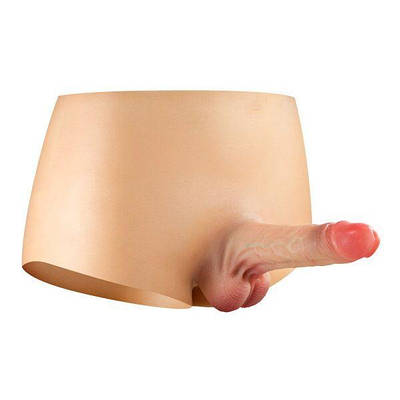 Страпон реалістичний порожнистий чоловічий з трусами тілесного кольору Real Body hollow and realistic розміри L/XL Talla