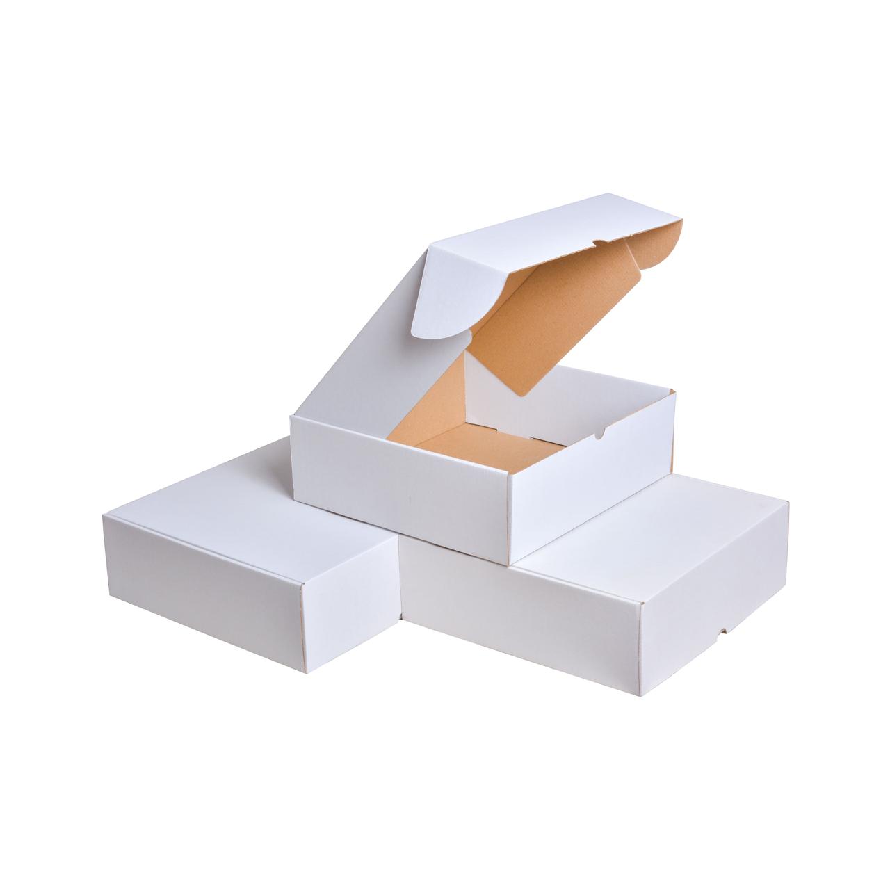 Картонні коробки самозбірні 300х300х100, білі, фото 1