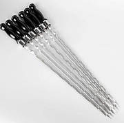 Універсальні шампура з дерев'яними лакованими ручками 6 шт. з нержавіючої сталі Чорні