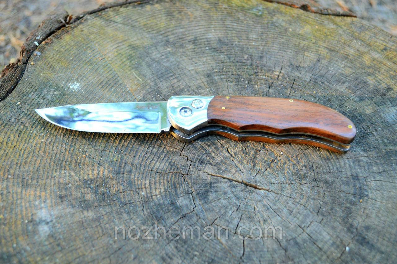 Ніж викидний Пірат, бічного викиду, клинок виготовлений із дзеркально відполірованої сталі марки 440С, фото 1