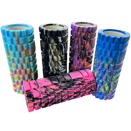 Масажний, ребристий ролик, ролер для йоги та фітнесу довжина 330мм, діаметр 140 мм, Print-BS, фото 1