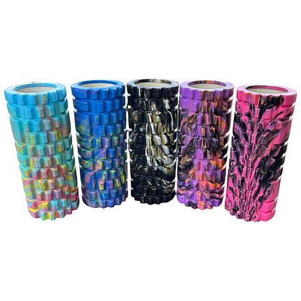 Масажний, ребристий ролик, ролер для йоги та фітнесу довжина 330мм, діаметр 140 мм, Print-BS, фото 2