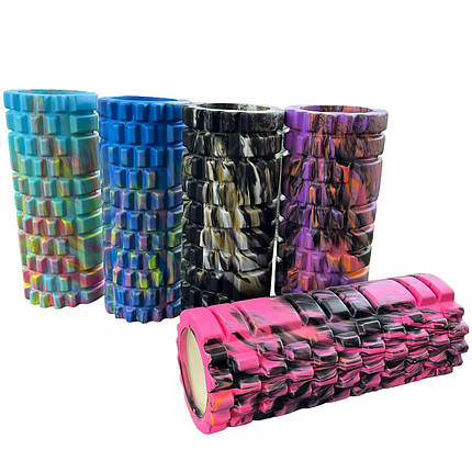 Масажний, ребристий ролик, ролер для йоги та фітнесу довжина 330мм, діаметр 140 мм, Print-BS, фото 3