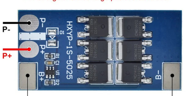 BMS контролер 1S Li-Ion 18650 3,7 V 24A заряду/розряду 1S Li-Ion 18650 3,7 V 24A