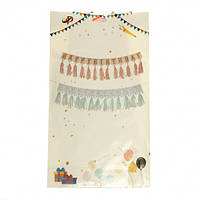 Гірлянда паперова "Happy Birthday" блакитна з китицями