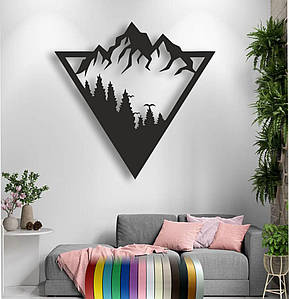 Панно 3D декоративне з об'ємом 15 мм для стін, Гірський хребет, 40 х 40 см, Чорний