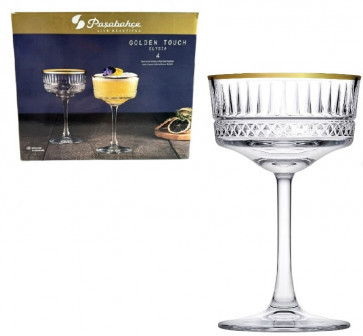 Набір високих келихів для шампанського Pasabahce Elysia Golden touch 260мл 4 шт 440436G
