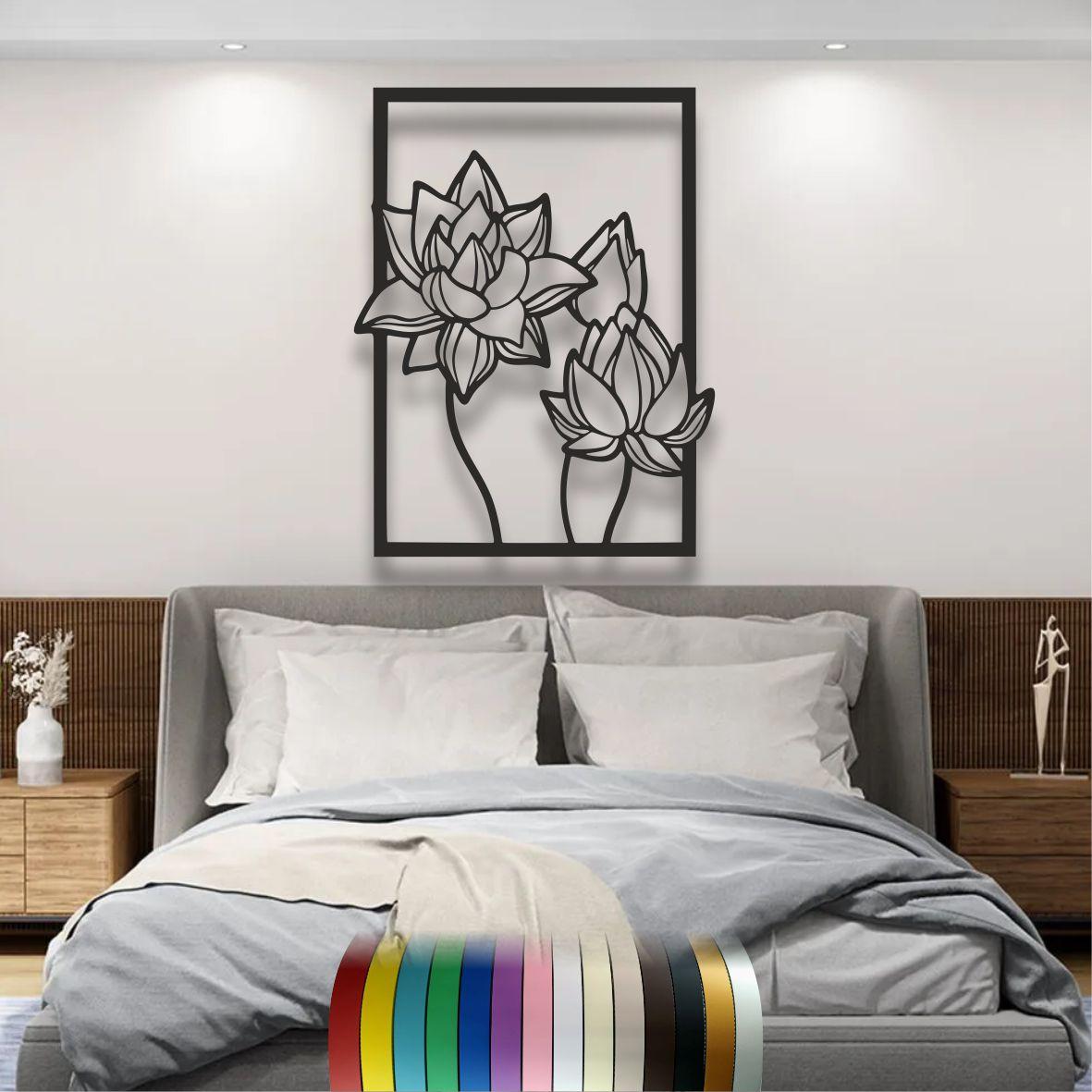 Панно 3D декоративне з об'ємом 15 мм для стін, Квіти в кадрі, 50 х 40 см, Чорний