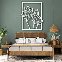 Панно 3D декоративне з об'ємом 15 мм для стін, Квіти в кадрі, 50 х 40 см, Чорний, фото 2