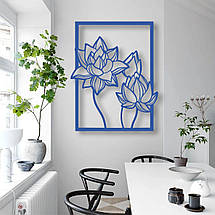 Панно 3D декоративне з об'ємом 15 мм для стін, Квіти в кадрі, 50 х 40 см, Чорний, фото 4