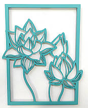 Панно 3D декоративне з об'ємом 15 мм для стін, Квіти в кадрі, 50 х 40 см, Чорний, фото 5