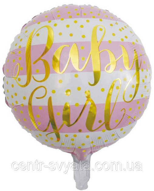 Фольгована кулька КНР 18"(45 см) Коло "Baby Girl" горох