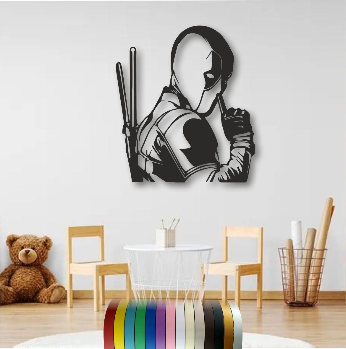 Панно 3D декоративне з об'ємом 15 мм для стін, Дедпул, 55 х 50 см, Чорний