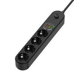 Фільтр живлення ColorWay CW-CHE44PDB 4 розетки, 4 USB (Type-C PD20W + 3 USB QC3.0) (45 W), 2 м, Black