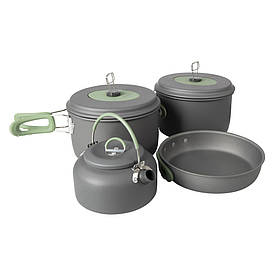 Набір туристичного посуду Bo-Camp Explorer XL 4 Pieces Hard Anodized Grey/Green