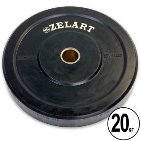 Диски прогумовані бамперні Zelart Z-TOP TA-5125-20 Bumper Plates 20 кг 51 мм для кросфіту, фото 1