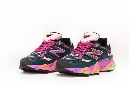 Жіночі кросівки New Balance 9060 Green Pink Взуття Нью Беланс 9060 зетелі з рожевим шкіра текстиль демісезон, фото 1