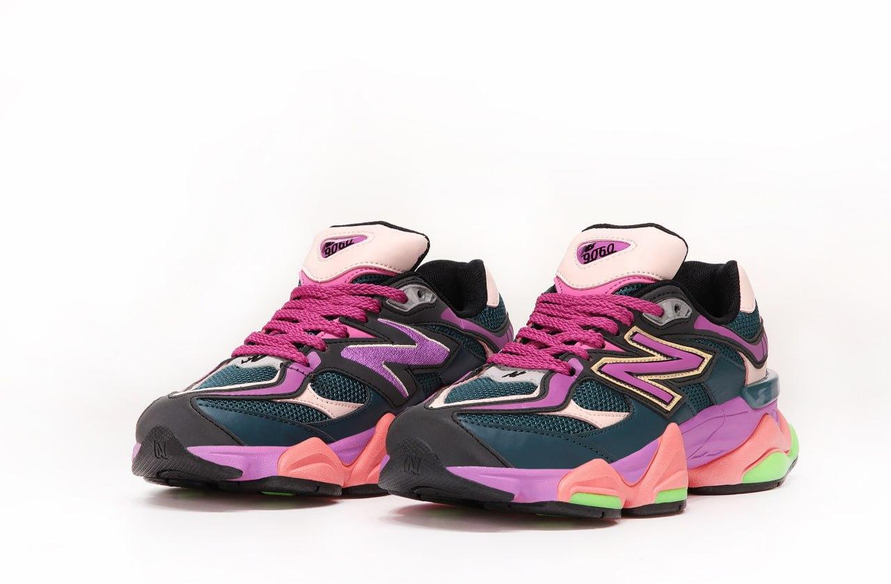 Жіночі кросівки New Balance 9060 Green Pink Взуття Нью Беланс 9060 зетелі з рожевим шкіра текстиль демісезон