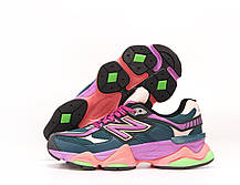 Жіночі кросівки New Balance 9060 Green Pink Взуття Нью Беланс 9060 зетелі з рожевим шкіра текстиль демісезон, фото 5