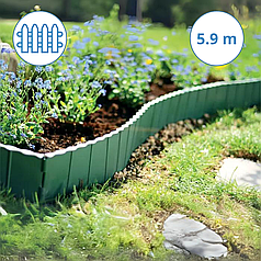 Газонний бордюр Prosperplast GARDEN FENCE темно-зелений 5.9м Бордюри для клумб Бордюр для газону