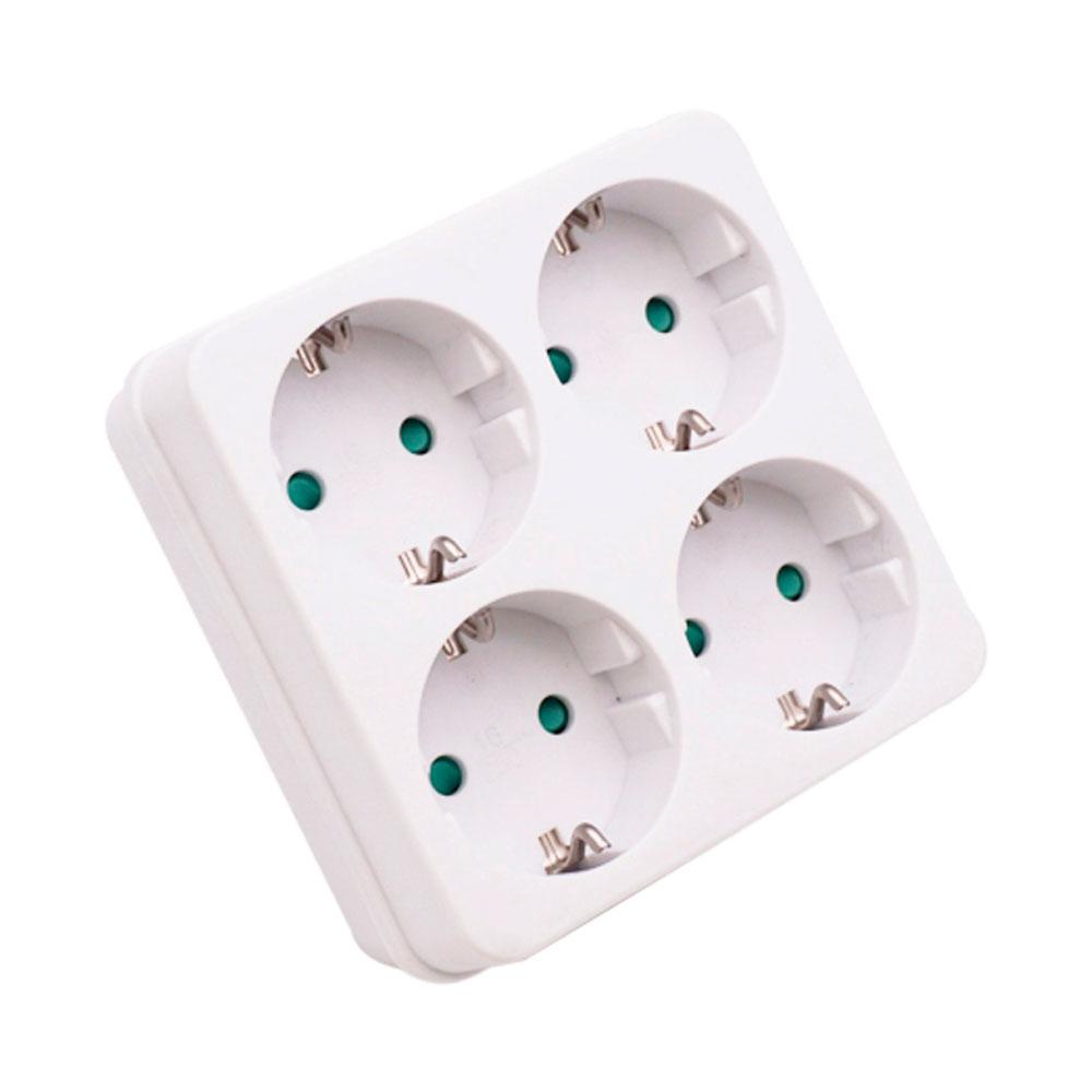 Розетка 4-місна з заземленням SQ-RB-01/04A, 4x16A 250V~Max, 3500W, White, Q100
