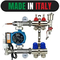 Колектор для теплої підлоги в складі з насосом  (2 КОНТУРИ) ІТАЛІЯ