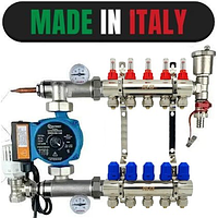 Колектор для теплої підлоги в складі з насосом  (5 КОНТУРІВ)  ІТАЛІЯ